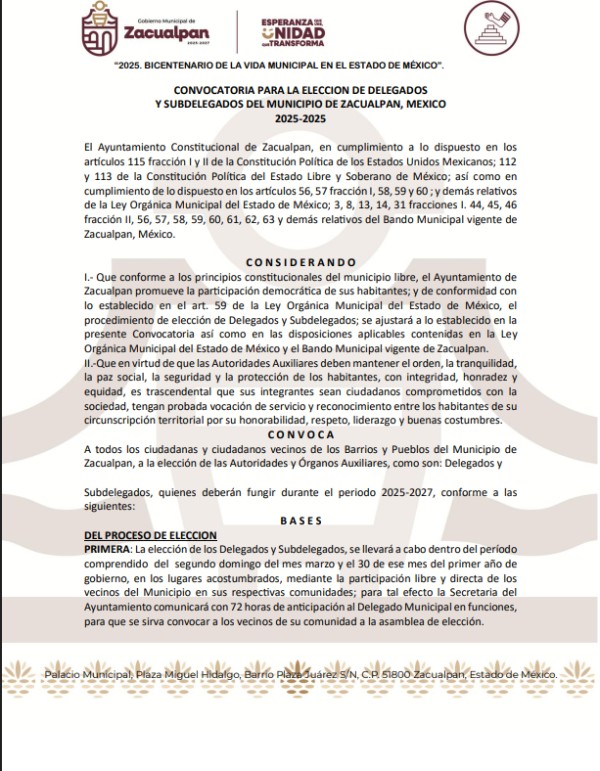 CONVOCATORIA SELECCION DE DELEGADOS